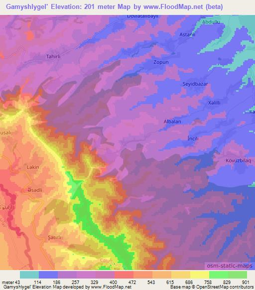 Gamyshlygel',Azerbaijan Elevation Map