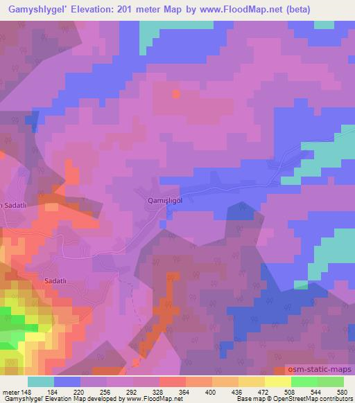 Gamyshlygel',Azerbaijan Elevation Map