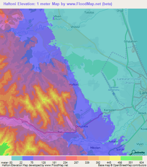 Haftoni,Azerbaijan Elevation Map