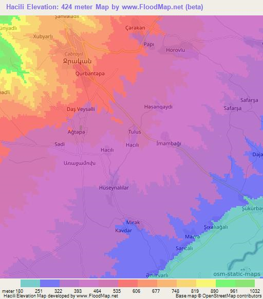 Hacili,Azerbaijan Elevation Map