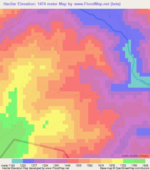Hacilar,Azerbaijan Elevation Map