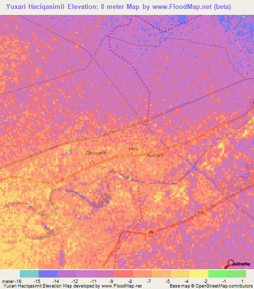 Yuxari Haciqasimli,Azerbaijan Elevation Map