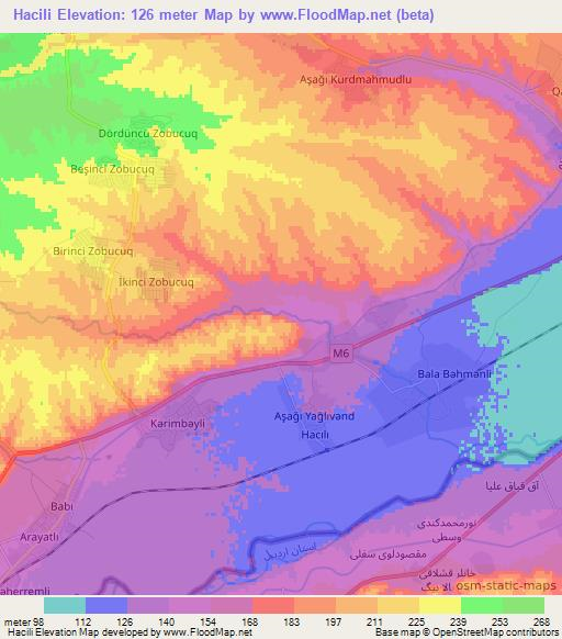Hacili,Azerbaijan Elevation Map