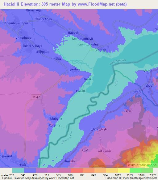 Hacialili,Azerbaijan Elevation Map