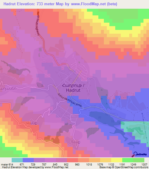 Hadrut,Azerbaijan Elevation Map