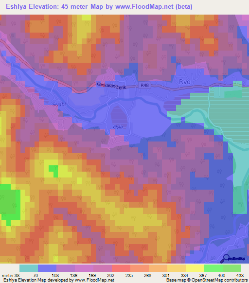 Eshlya,Azerbaijan Elevation Map