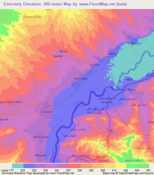Emirvarly,Azerbaijan Elevation Map