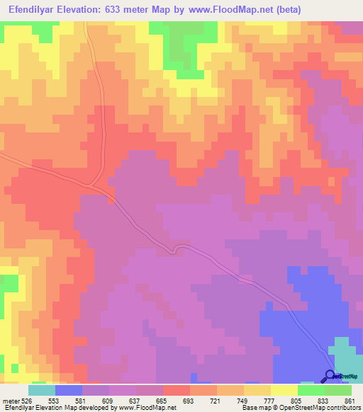 Efendilyar,Azerbaijan Elevation Map