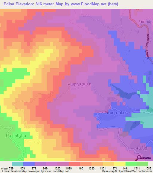 Edisa,Azerbaijan Elevation Map
