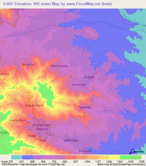 Edilli,Azerbaijan Elevation Map