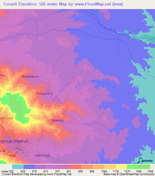 Cuvarli,Azerbaijan Elevation Map
