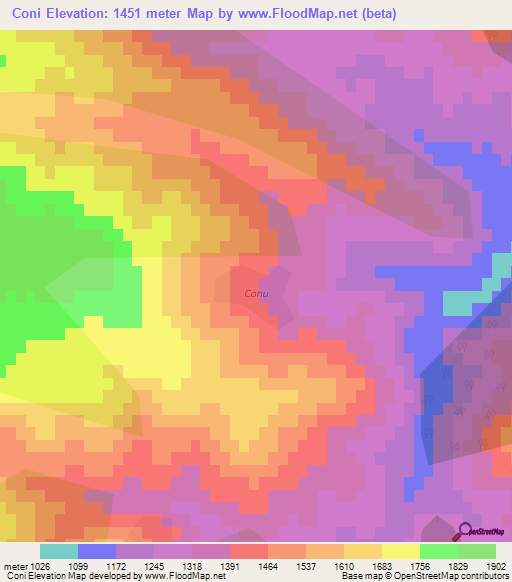 Coni,Azerbaijan Elevation Map
