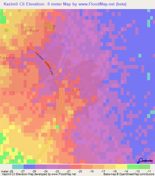 Kazimli Cil,Azerbaijan Elevation Map