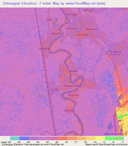 Dzhangyan,Azerbaijan Elevation Map