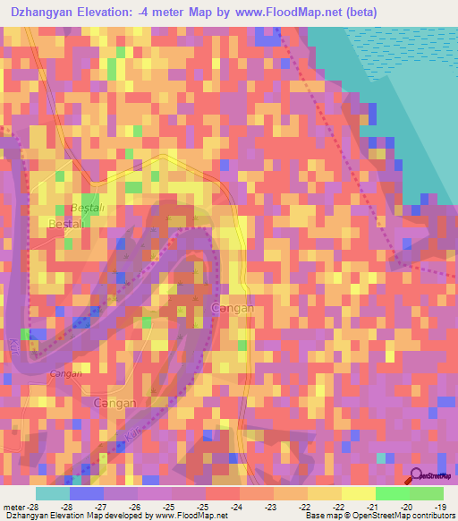 Dzhangyan,Azerbaijan Elevation Map
