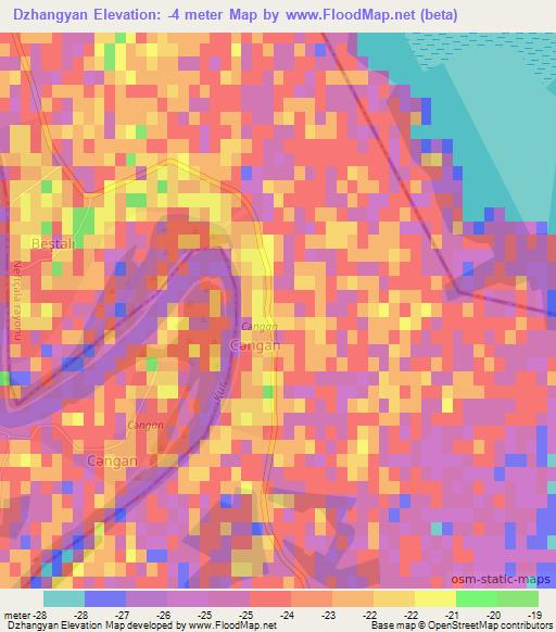 Dzhangyan,Azerbaijan Elevation Map
