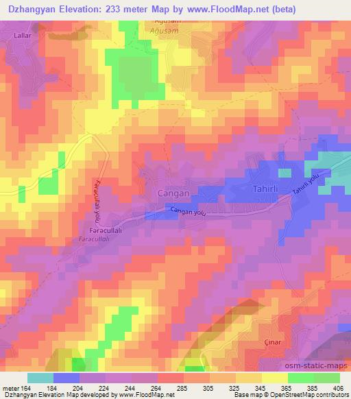 Dzhangyan,Azerbaijan Elevation Map