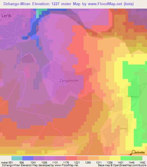 Dzhango-Miran,Azerbaijan Elevation Map