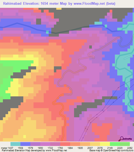 Rahimabad,Iran Elevation Map