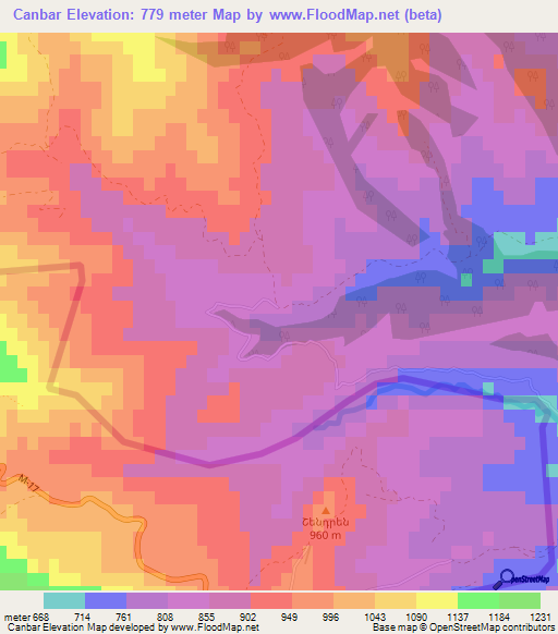 Canbar,Azerbaijan Elevation Map