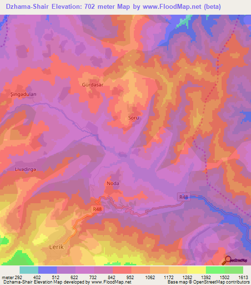 Dzhama-Shair,Azerbaijan Elevation Map
