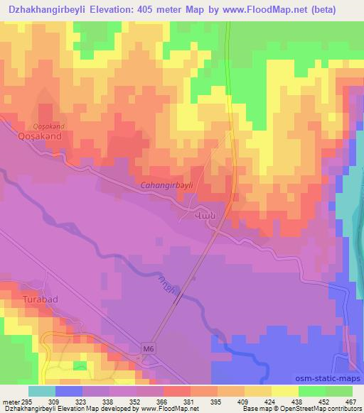 Dzhakhangirbeyli,Azerbaijan Elevation Map