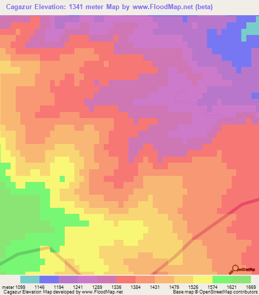 Cagazur,Azerbaijan Elevation Map