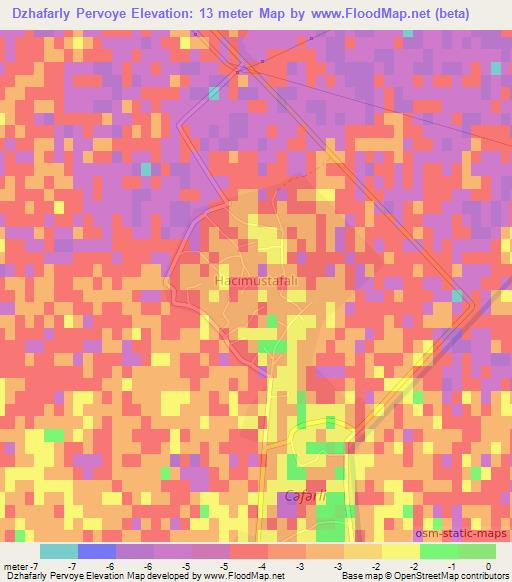 Dzhafarly Pervoye,Azerbaijan Elevation Map