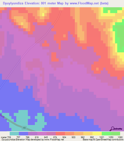 Dyuylyundiza,Azerbaijan Elevation Map