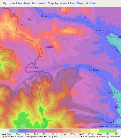 Dyuman,Azerbaijan Elevation Map