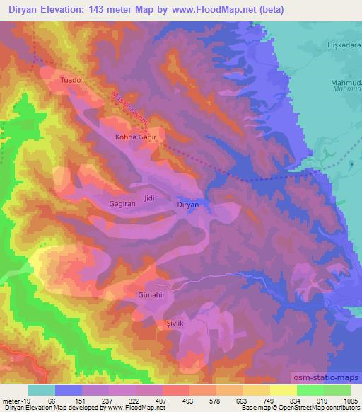 Diryan,Azerbaijan Elevation Map