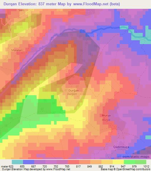 Durqan,Azerbaijan Elevation Map