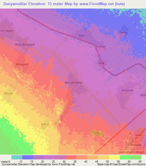 Dunyamalilar,Azerbaijan Elevation Map