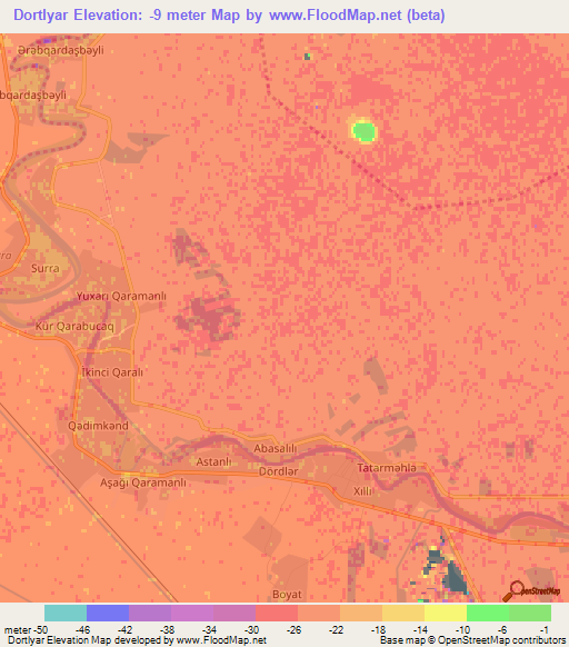 Dortlyar,Azerbaijan Elevation Map