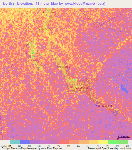 Dortlyar,Azerbaijan Elevation Map