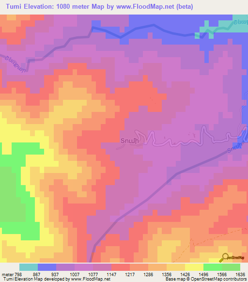 Tumi,Azerbaijan Elevation Map