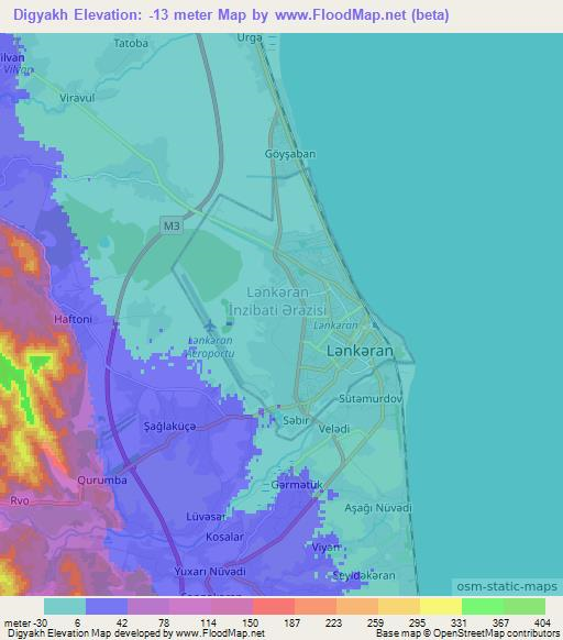 Digyakh,Azerbaijan Elevation Map