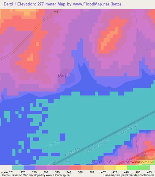 Derzili,Azerbaijan Elevation Map