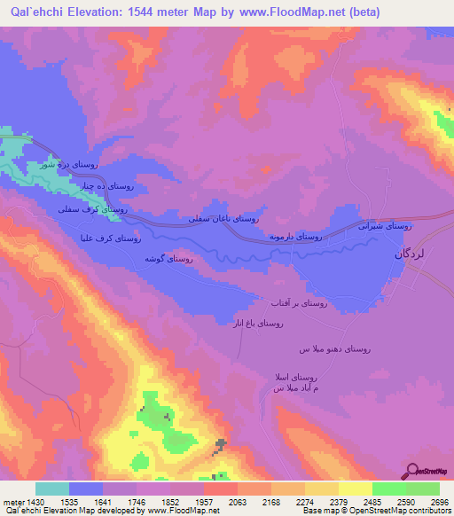 Qal`ehchi,Iran Elevation Map
