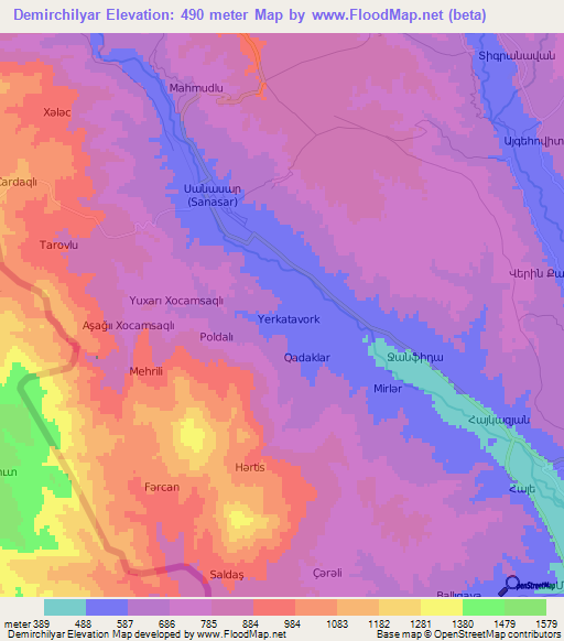 Demirchilyar,Azerbaijan Elevation Map