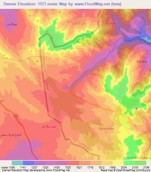 Deman,Azerbaijan Elevation Map