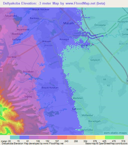 Dellyakoba,Azerbaijan Elevation Map