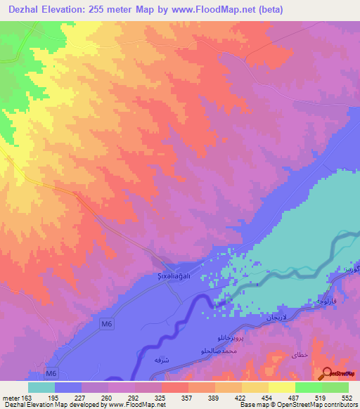 Dezhal,Azerbaijan Elevation Map