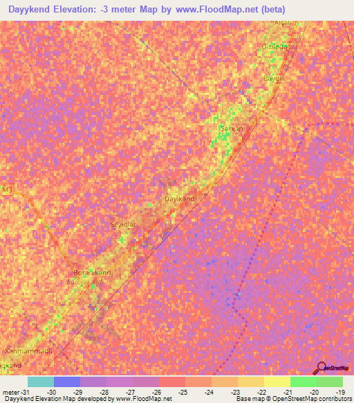 Dayykend,Azerbaijan Elevation Map