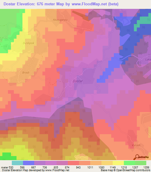 Dostar,Azerbaijan Elevation Map