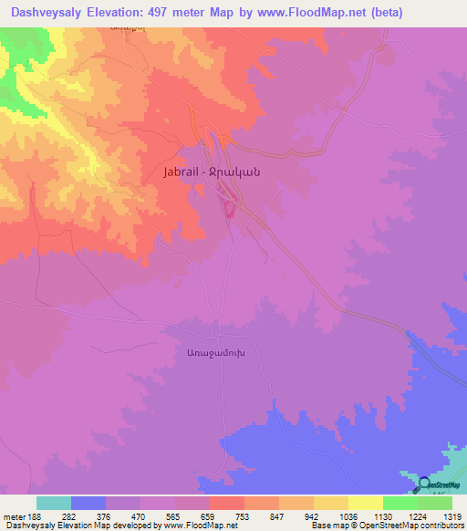 Dashveysaly,Azerbaijan Elevation Map