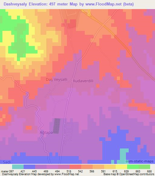 Dashveysaly,Azerbaijan Elevation Map