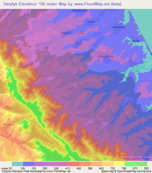 Darylyk,Azerbaijan Elevation Map