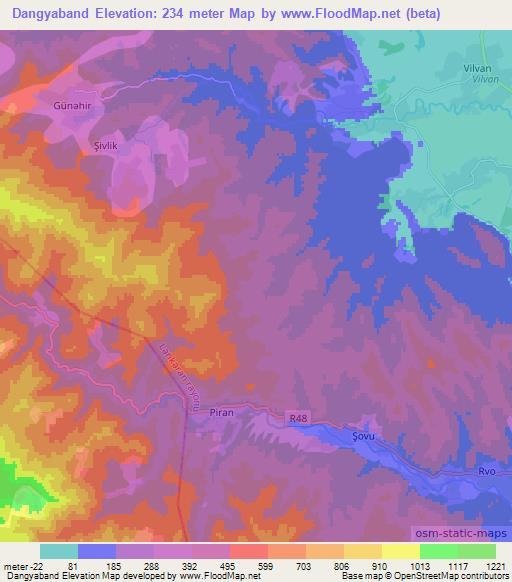 Dangyaband,Azerbaijan Elevation Map