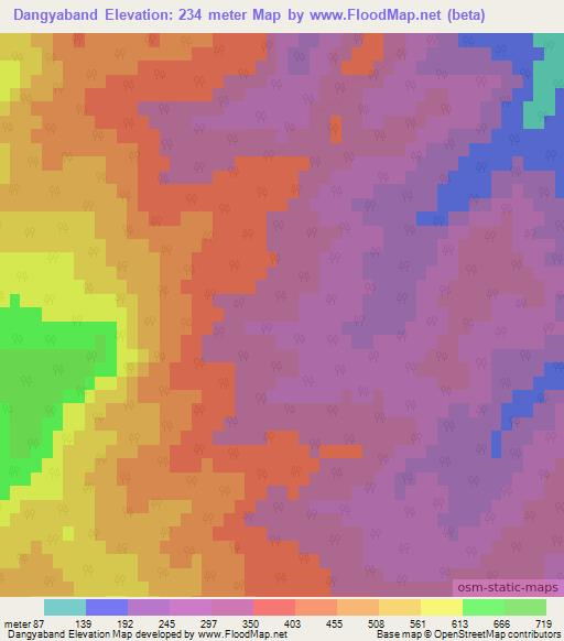 Dangyaband,Azerbaijan Elevation Map